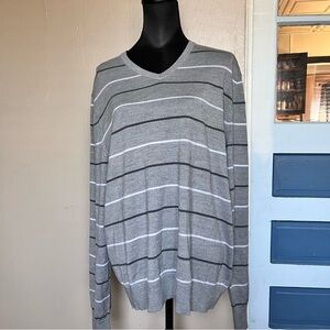 Calvin Klein grey preppy wool blend striped sweater
